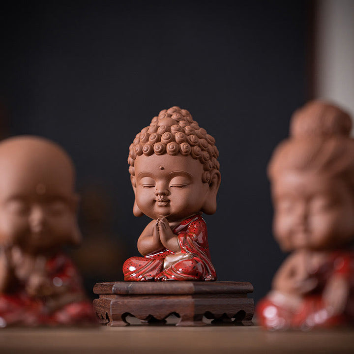 Buddha Stones Mini Gautama budda siakjamuni Kwan Yin Avalokitesvara Ksitigarbha spokój ceramiczna dekoracja biurka