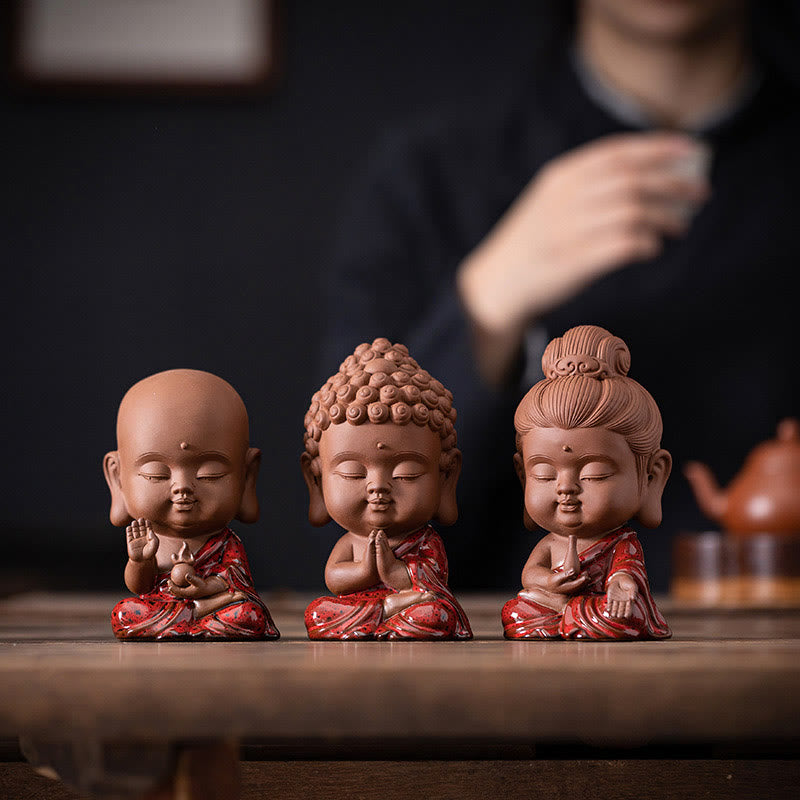 Buddha Stones Mini Gautama budda siakjamuni Kwan Yin Avalokitesvara Ksitigarbha spokój ceramiczna dekoracja biurka