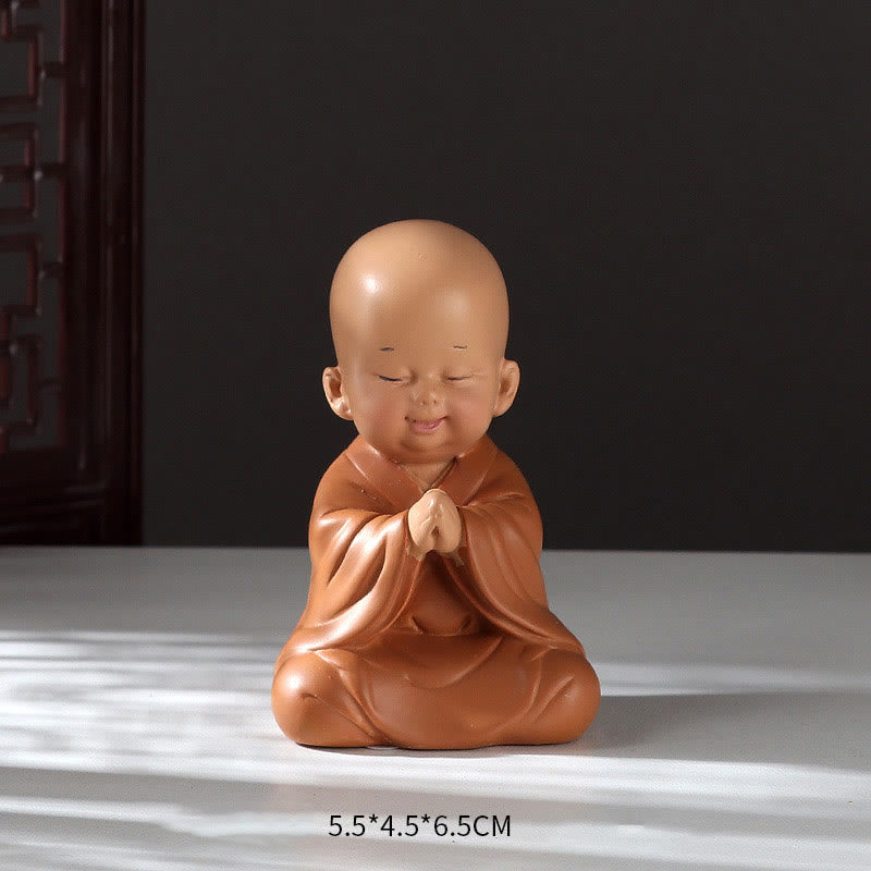 Buddha Stones Małe Mini Medytacja Modlący się Mnich Spokój Żywica Dekoracja Domu - Modlący się mnich 5,5*4,5*6,5 cm - image 2