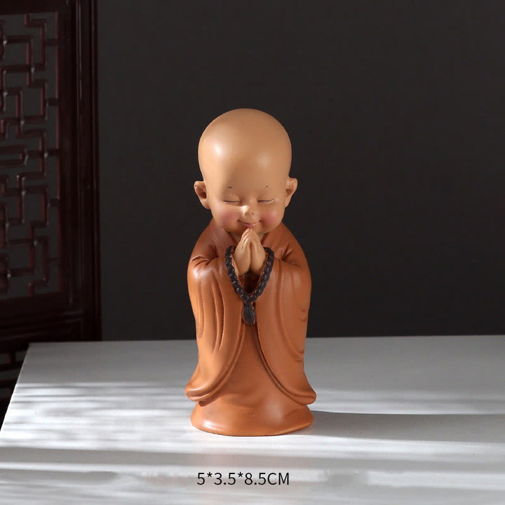 Buddha Stones Małe Mini Medytacja Modlący się Mnich Spokój Żywica Dekoracja Domu - Modlący się mnich z pochyloną głową 5,5*3,5*8,5 cm - image 18