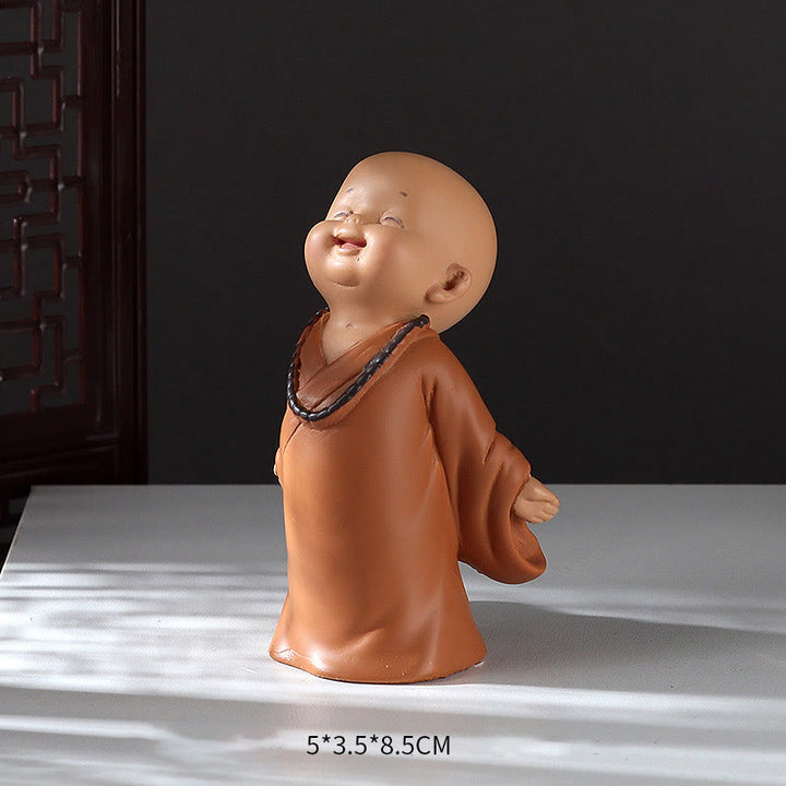 Buddha Stones Małe Mini Medytacja Modlący się Mnich Spokój Żywica Dekoracja Domu - Śmiejący się mnich 5,5*3,5*8,5 cm - image 22