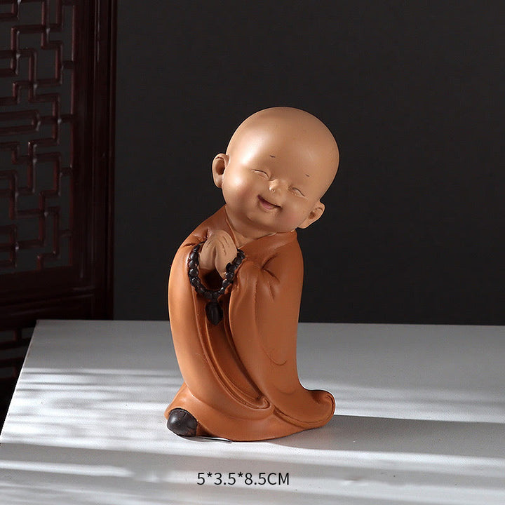 Buddha Stones Małe Mini Medytacja Modlący się Mnich Spokój Żywica Dekoracja Domu - Klaszczący Mnich 5,5*3,5*8,5 cm - image 21