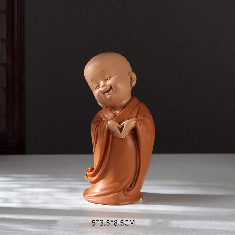 Buddha Stones Małe Mini Medytacja Modlący się Mnich Spokój Żywica Dekoracja Domu - Tworzenie Sercowego Mnicha 5,5*3,5*8,5 cm - image 17