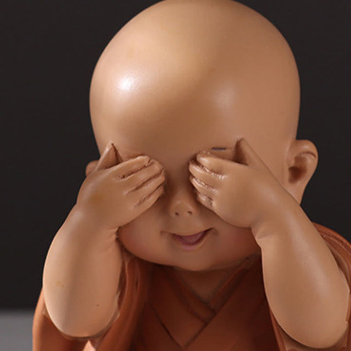 Buddha Stones Małe Mini Medytacja Modlący się Mnich Spokój Żywica Dekoracja Domu - image 7