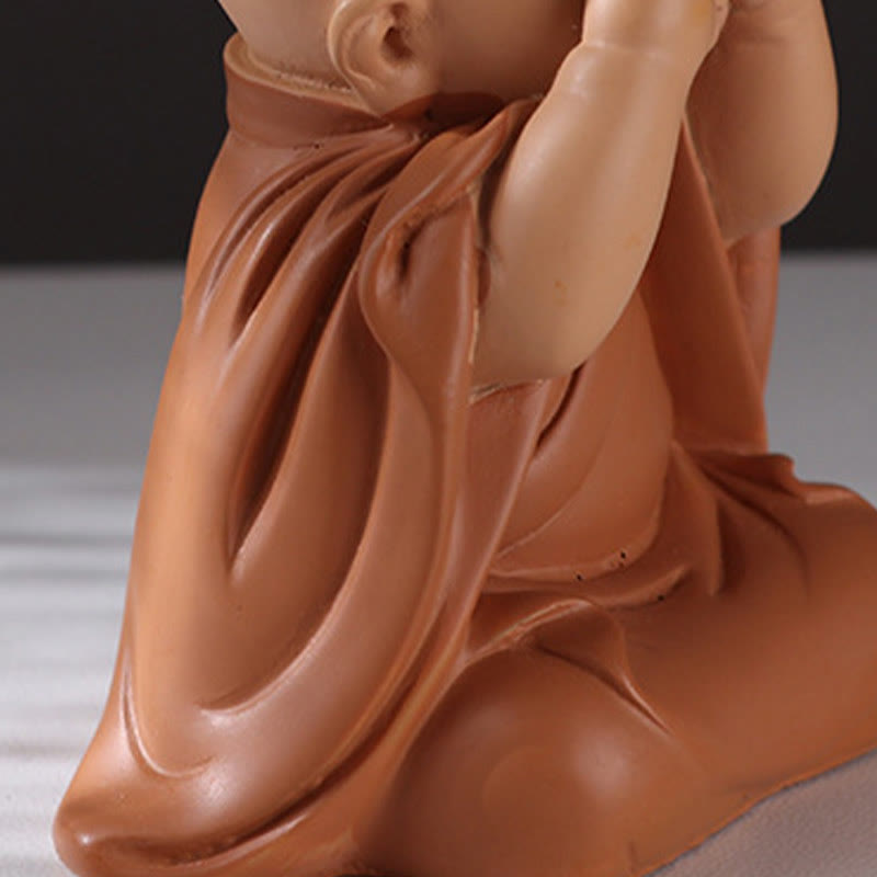 Buddha Stones Małe Mini Medytacja Modlący się Mnich Spokój Żywica Dekoracja Domu - image 8