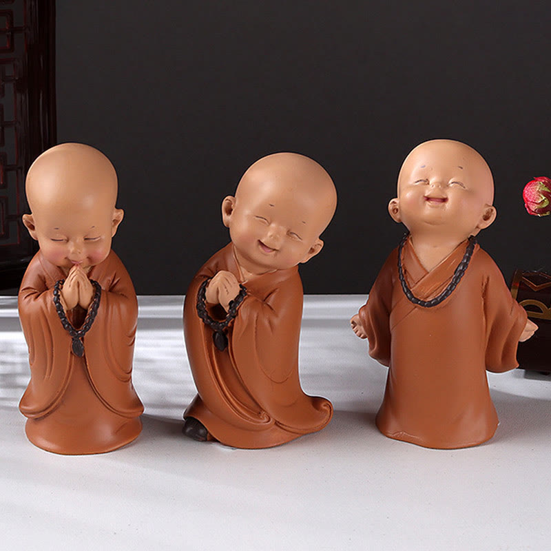 Buddha Stones Małe Mini Medytacja Modlący się Mnich Spokój Żywica Dekoracja Domu