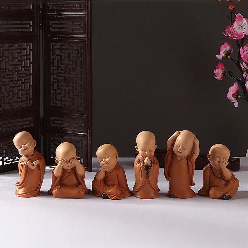 Buddha Stones Małe Mini Medytacja Modlący się Mnich Spokój Żywica Dekoracja Domu - image 24