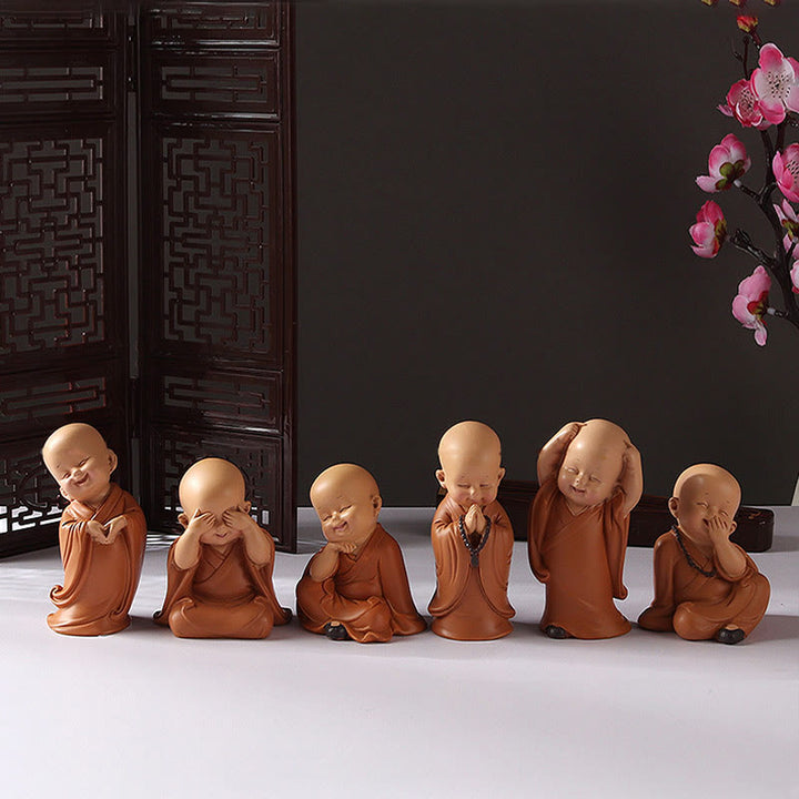 Buddha Stones Małe Mini Medytacja Modlący się Mnich Spokój Żywica Dekoracja Domu - image 24