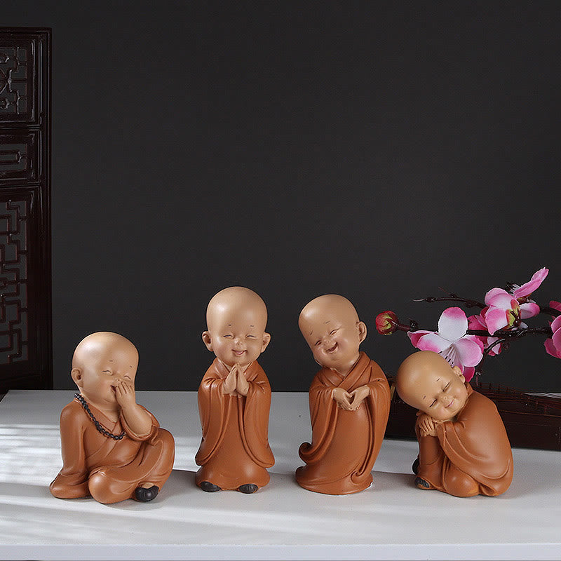 Buddha Stones Małe Mini Medytacja Modlący się Mnich Spokój Żywica Dekoracja Domu - image 1