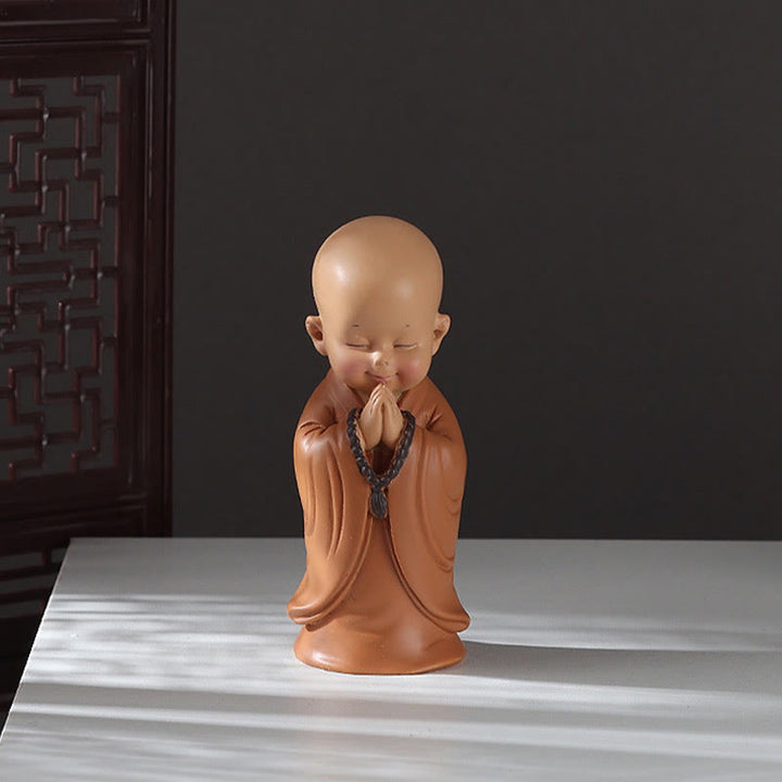 Buddha Stones Małe Mini Medytacja Modlący się Mnich Spokój Żywica Dekoracja Domu - image 19