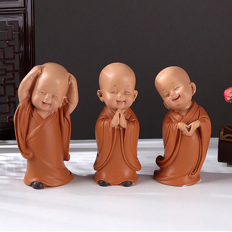 Buddha Stones Małe Mini Medytacja Modlący się Mnich Spokój Żywica Dekoracja Domu - image 15