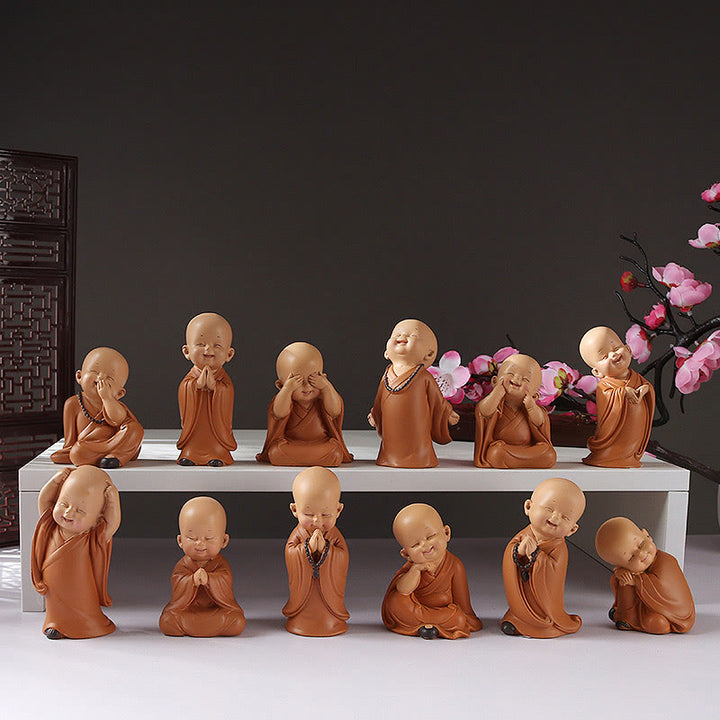 Buddha Stones Małe Mini Medytacja Modlący się Mnich Spokój Żywica Dekoracja Domu - image 0