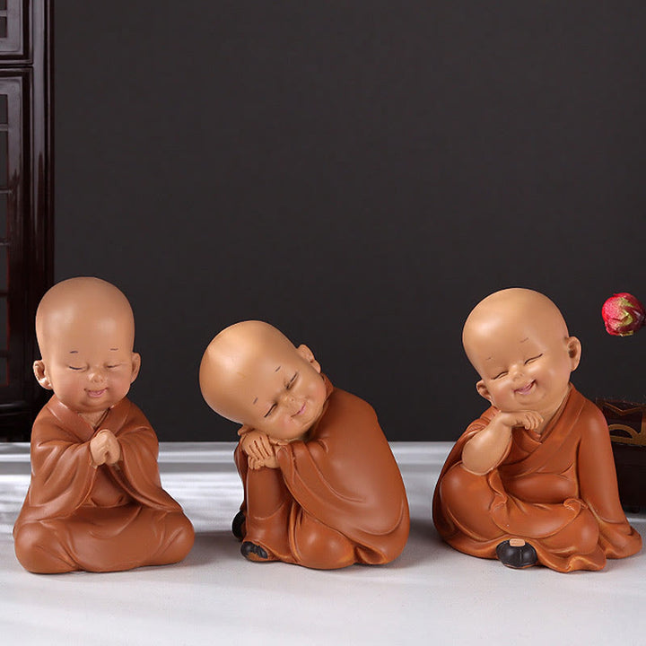Buddha Stones Małe Mini Medytacja Modlący się Mnich Spokój Żywica Dekoracja Domu - image 3