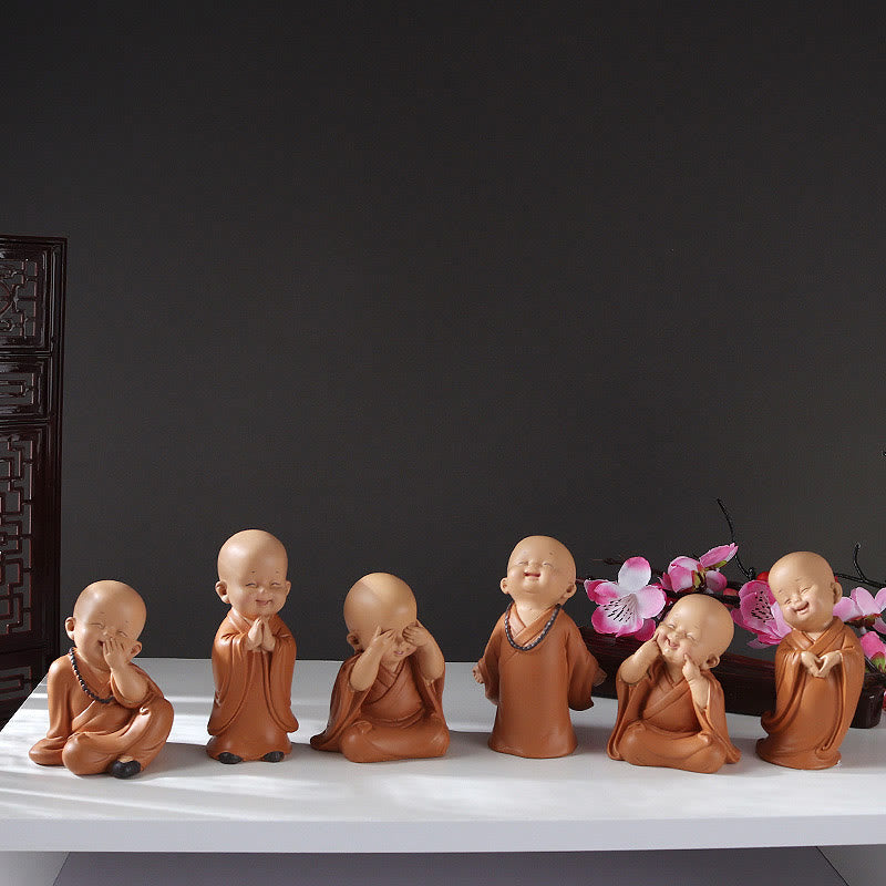 Buddha Stones Małe Mini Medytacja Modlący się Mnich Spokój Żywica Dekoracja Domu - image 23