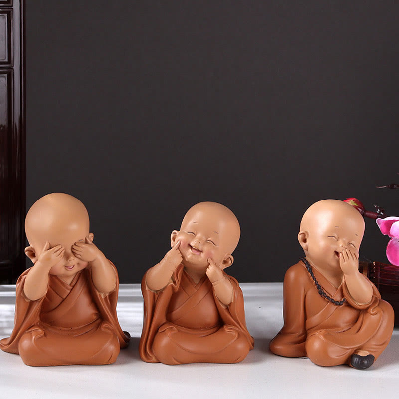 Buddha Stones Małe Mini Medytacja Modlący się Mnich Spokój Żywica Dekoracja Domu - image 11