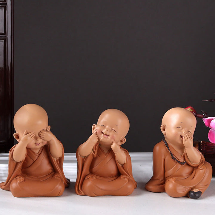 Buddha Stones Małe Mini Medytacja Modlący się Mnich Spokój Żywica Dekoracja Domu - image 11