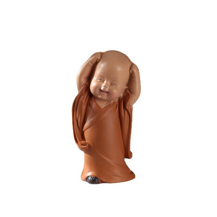 Buddha Stones Małe Mini Medytacja Modlący się Mnich Spokój Żywica Dekoracja Domu - image 16