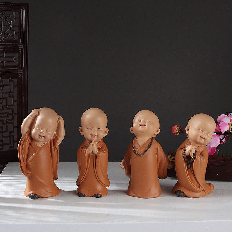 Buddha Stones Małe Mini Medytacja Modlący się Mnich Spokój Żywica Dekoracja Domu - image 25