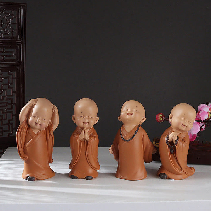 Buddha Stones Małe Mini Medytacja Modlący się Mnich Spokój Żywica Dekoracja Domu - image 25