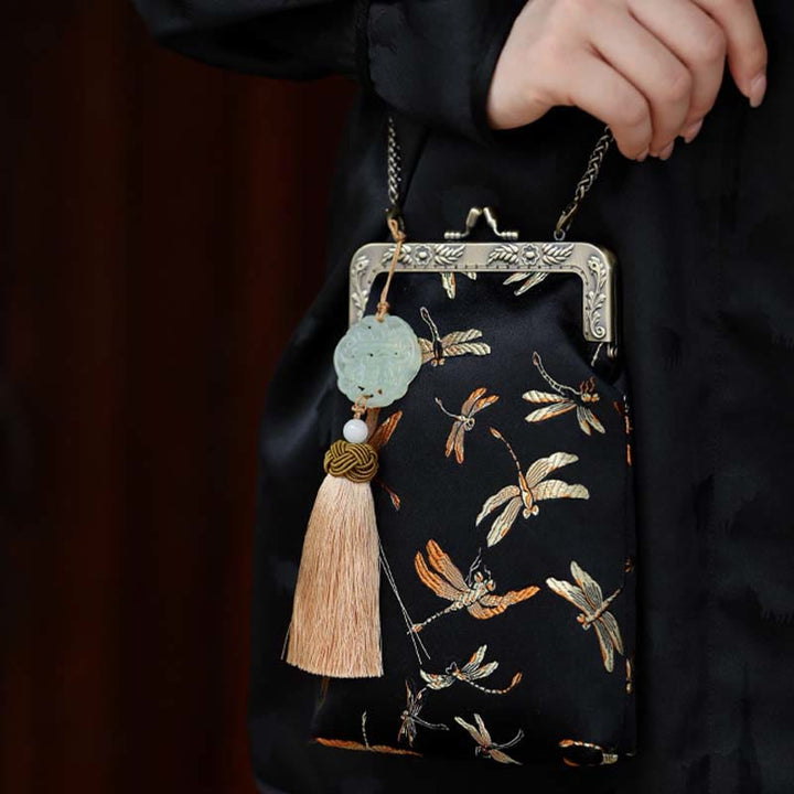 Buddha Stones Mała Ważka Metalowy Łańcuch Crossbody Torba Torba Na Ramię Torba Na Telefon Komórkowy