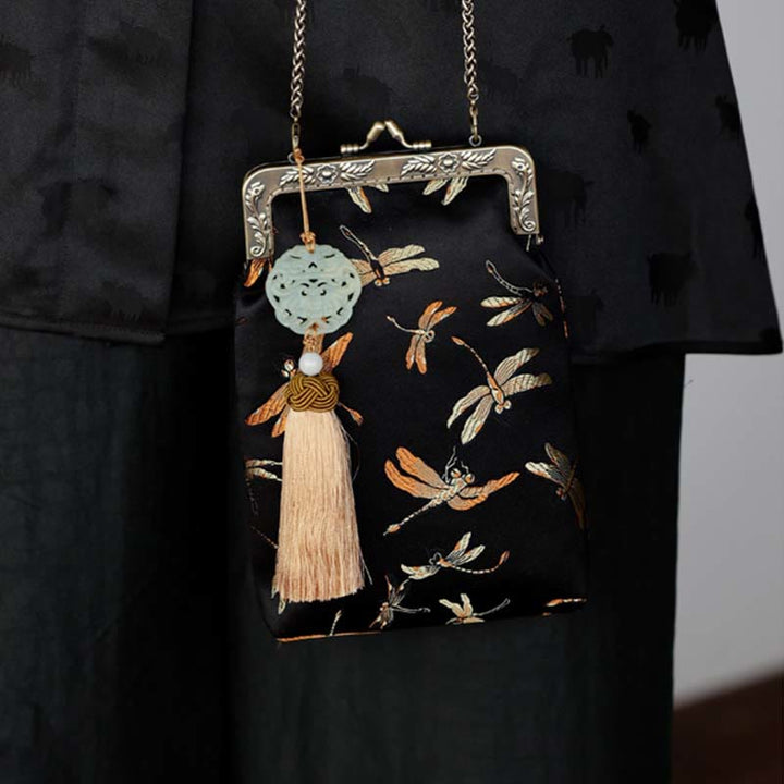 Buddha Stones Mała Ważka Metalowy Łańcuch Crossbody Torba Torba Na Ramię Torba Na Telefon Komórkowy