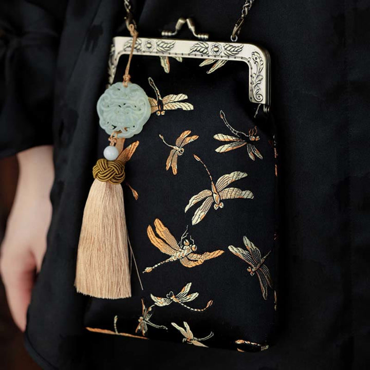 Buddha Stones Mała Ważka Metalowy Łańcuch Crossbody Torba Torba Na Ramię Torba Na Telefon Komórkowy