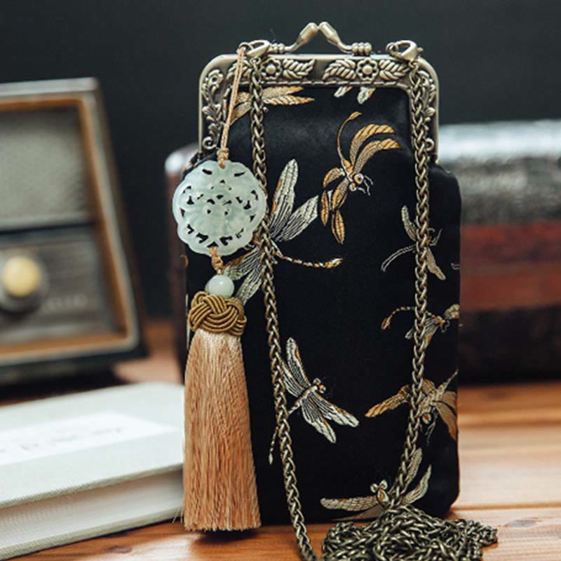Buddha Stones Mała Ważka Metalowy Łańcuch Crossbody Torba Torba Na Ramię Torba Na Telefon Komórkowy