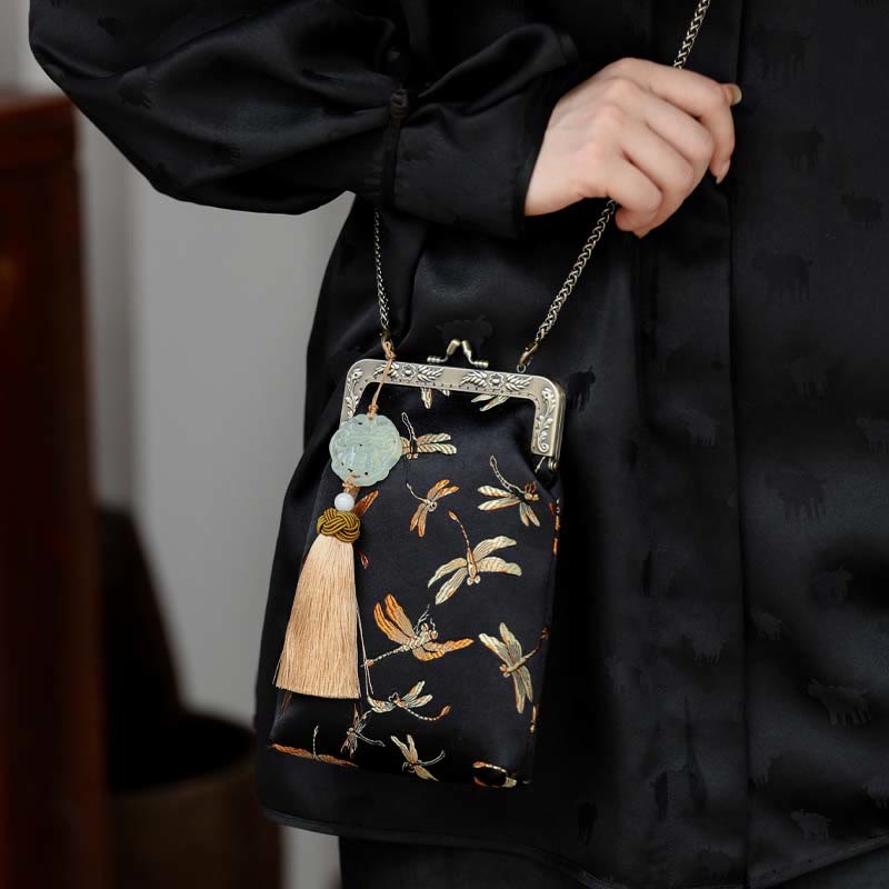 Buddha Stones Mała Ważka Metalowy Łańcuch Crossbody Torba Torba Na Ramię Torba Na Telefon Komórkowy