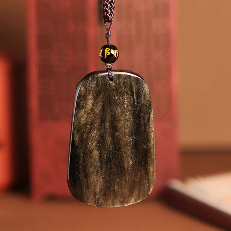 Buddha Stones Złoty Połysk Obsydian Trzy Kozy Przynoszą Szczęście Wzór Bogactwa Naszyjnik Wisiorek