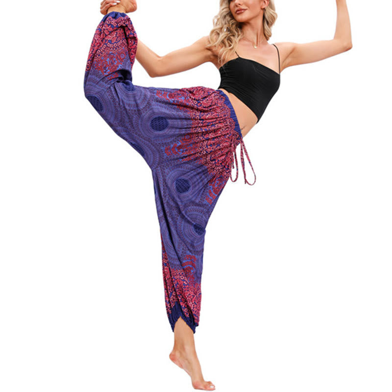 Spodnie Harem z Luźnymi Kwiatami w Kształcie Koła z Buddha Stones, Damskie Spodnie Do Jogi - image 16