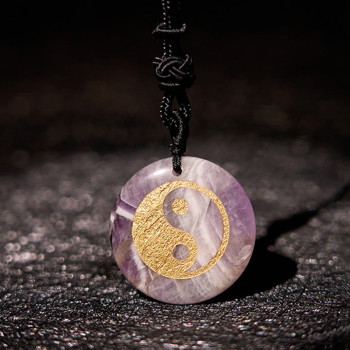 Buddha Stones Różne Kryształy Ametyst Tygrysie Oko Zielony Awenturyn Yin Yang Duchowy Naszyjnik Wisiorek