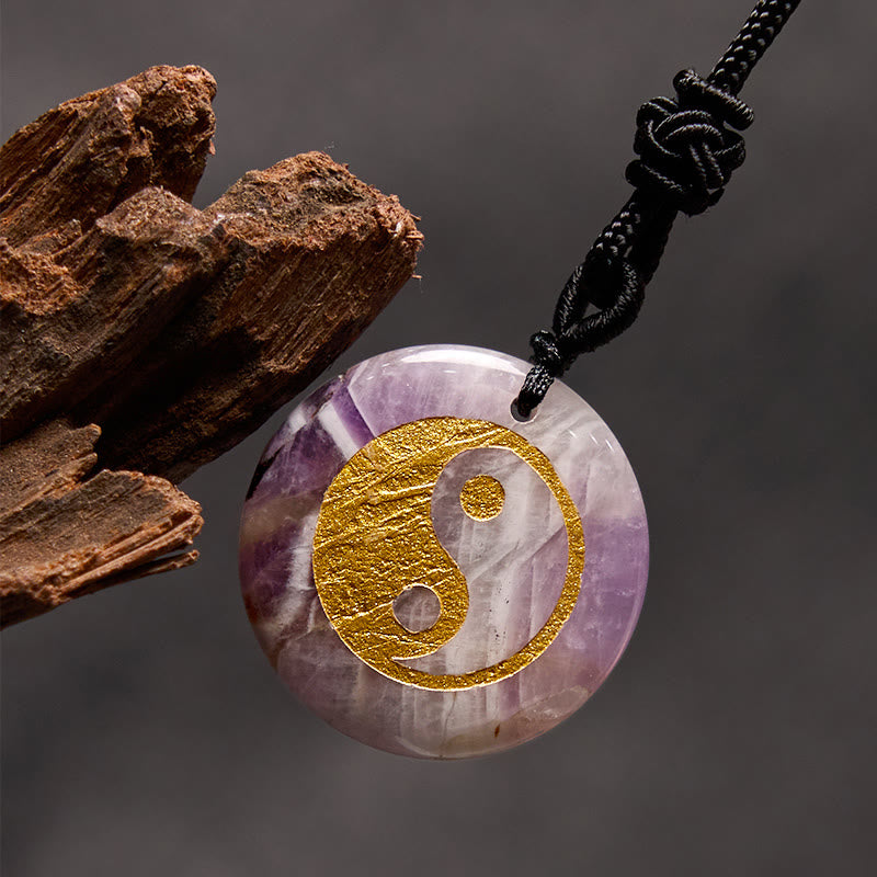Buddha Stones Różne Kryształy Ametyst Tygrysie Oko Zielony Awenturyn Yin Yang Duchowy Naszyjnik Wisiorek
