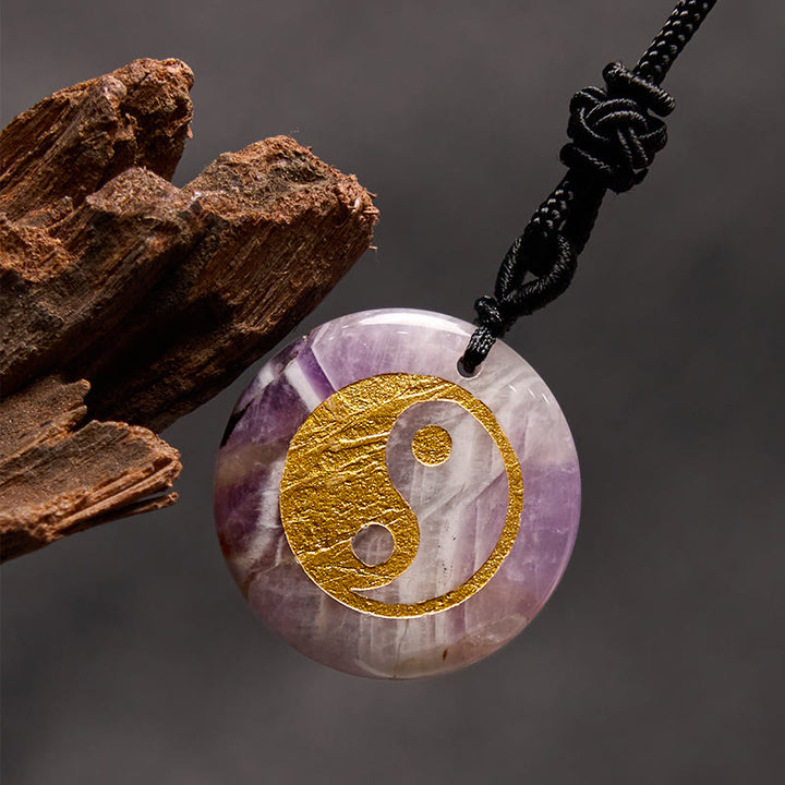 Buddha Stones Różne Kryształy Ametyst Tygrysie Oko Zielony Awenturyn Yin Yang Duchowy Naszyjnik Wisiorek