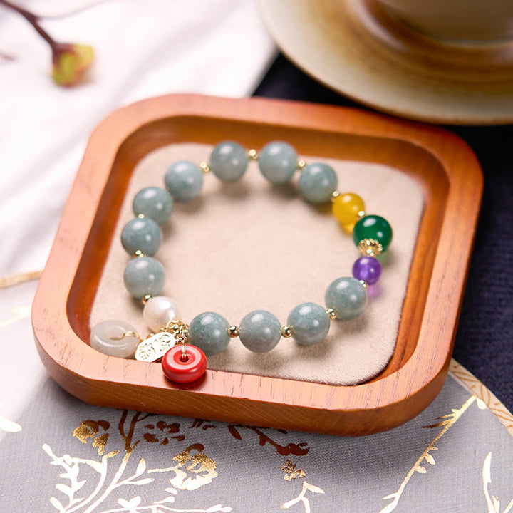 Buddha Stones Jade Red Agat Peace Buckle Charm Confidence