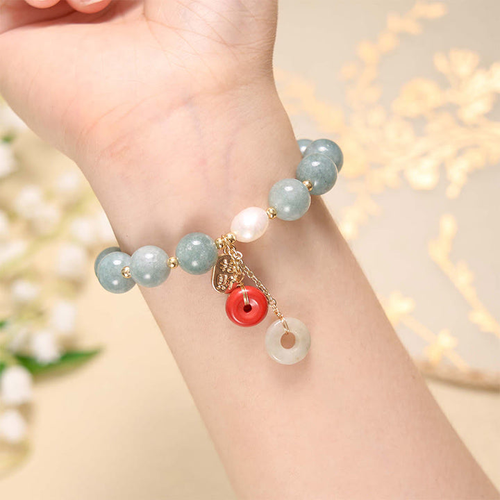 Buddha Stones Jade Red Agat Peace Buckle Charm Confidence