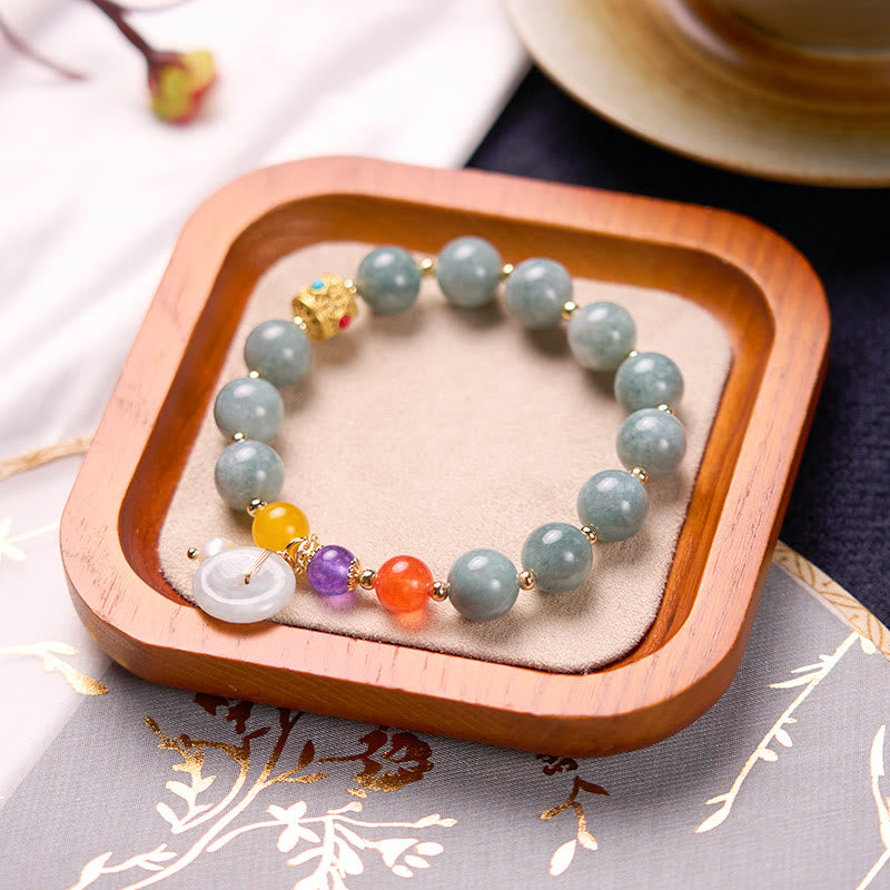 Buddha Stones Jade Red Agat Peace Buckle Charm Confidence