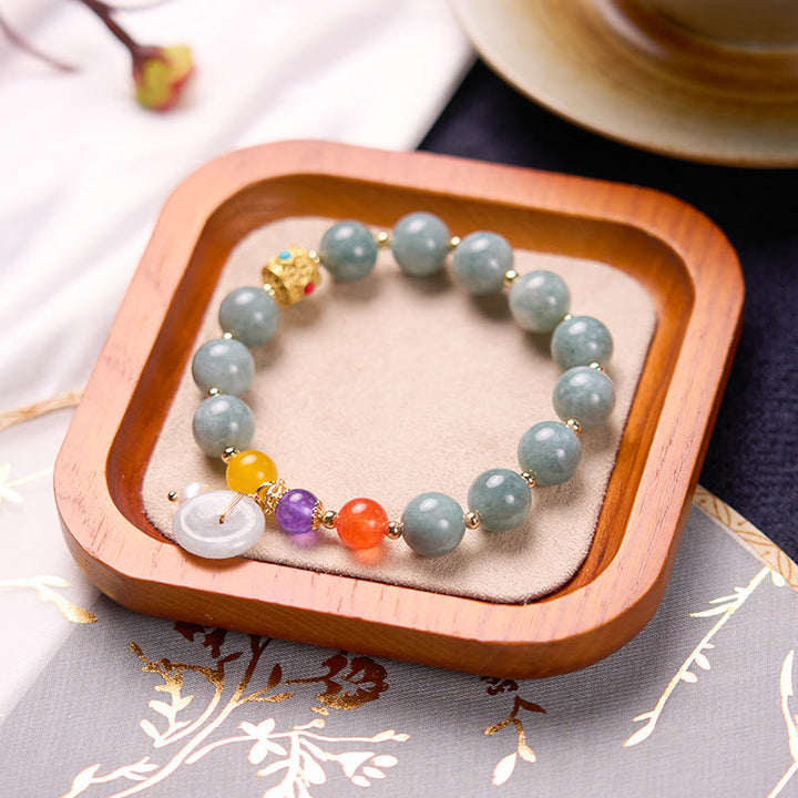 Buddha Stones Jade Red Agat Peace Buckle Charm Confidence