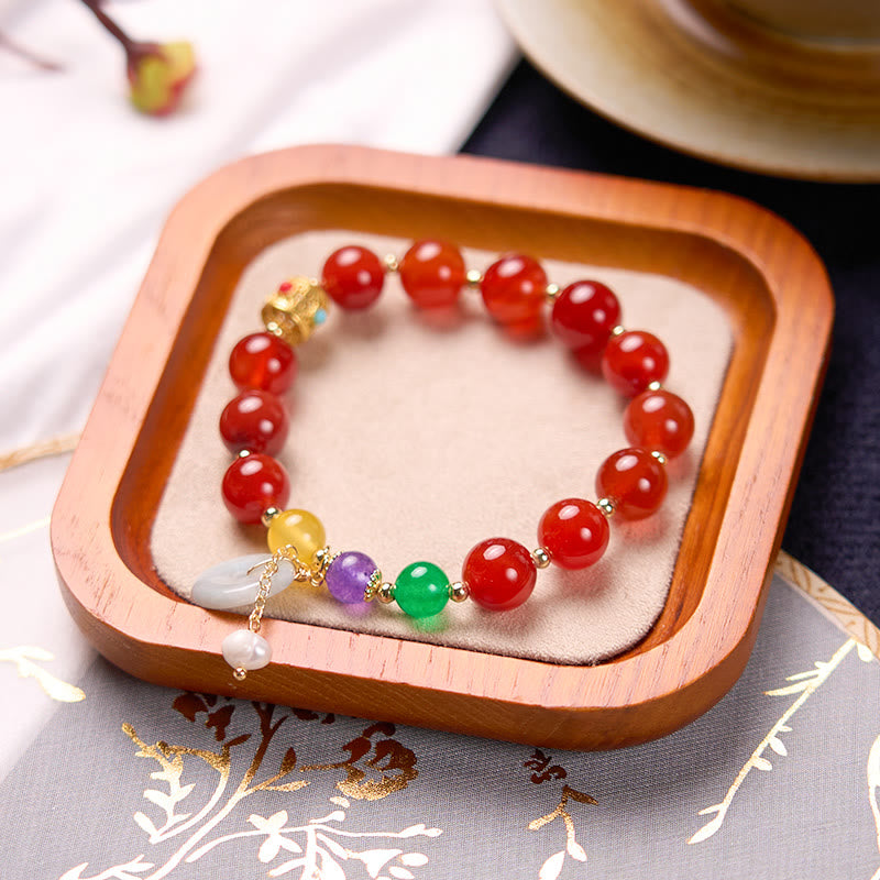Buddha Stones Jade Red Agat Peace Buckle Charm Confidence