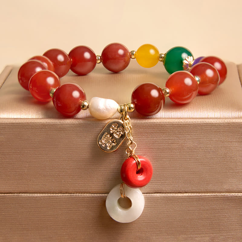 Buddha Stones Jade Red Agat Peace Buckle Charm Confidence