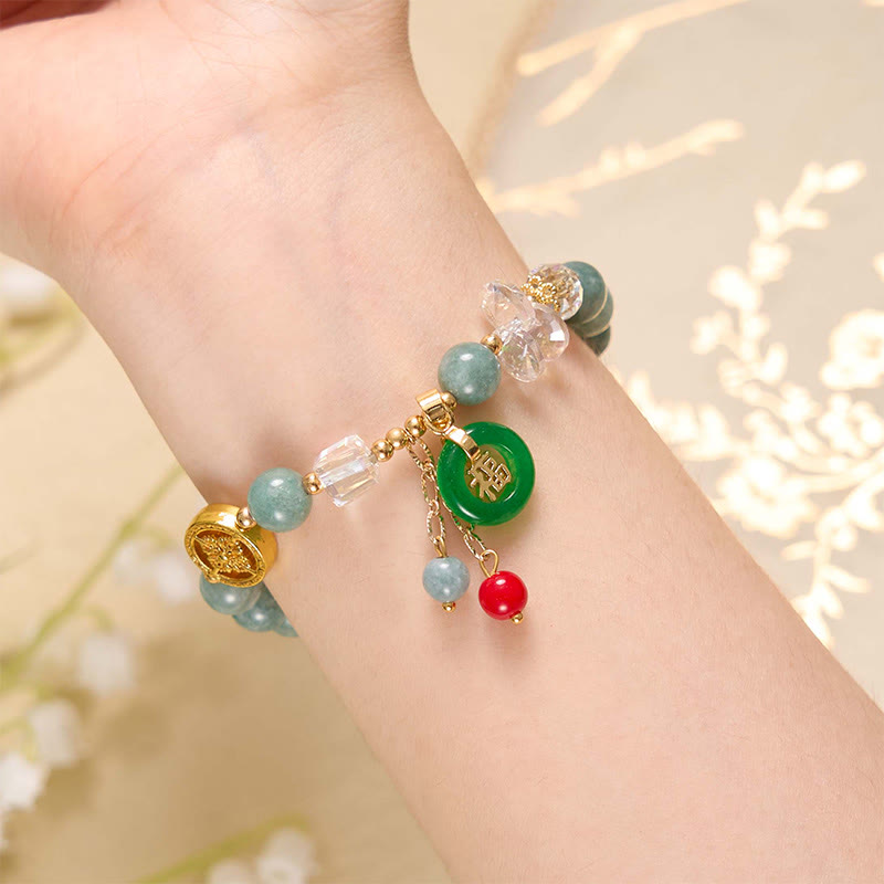Buddha Stones Truskawkowe Kwarc Jade Fu Charakter Uzdrawiająca Bransoletka