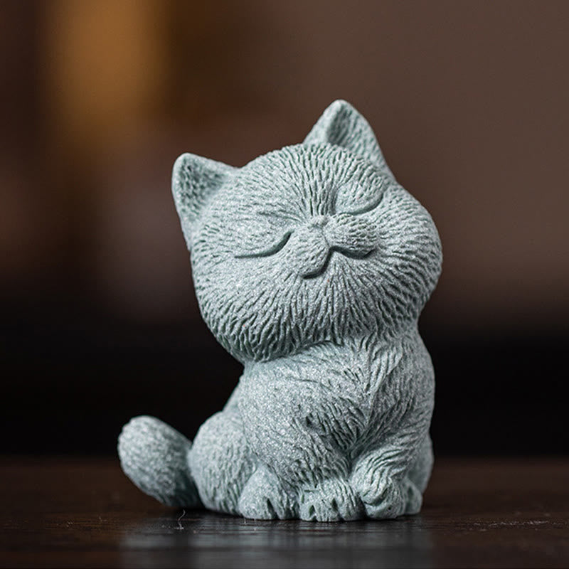 Buddha Stones Mały Kot Dom Herbata Figurka Zwierzę Dekoracja Biurka - image 4
