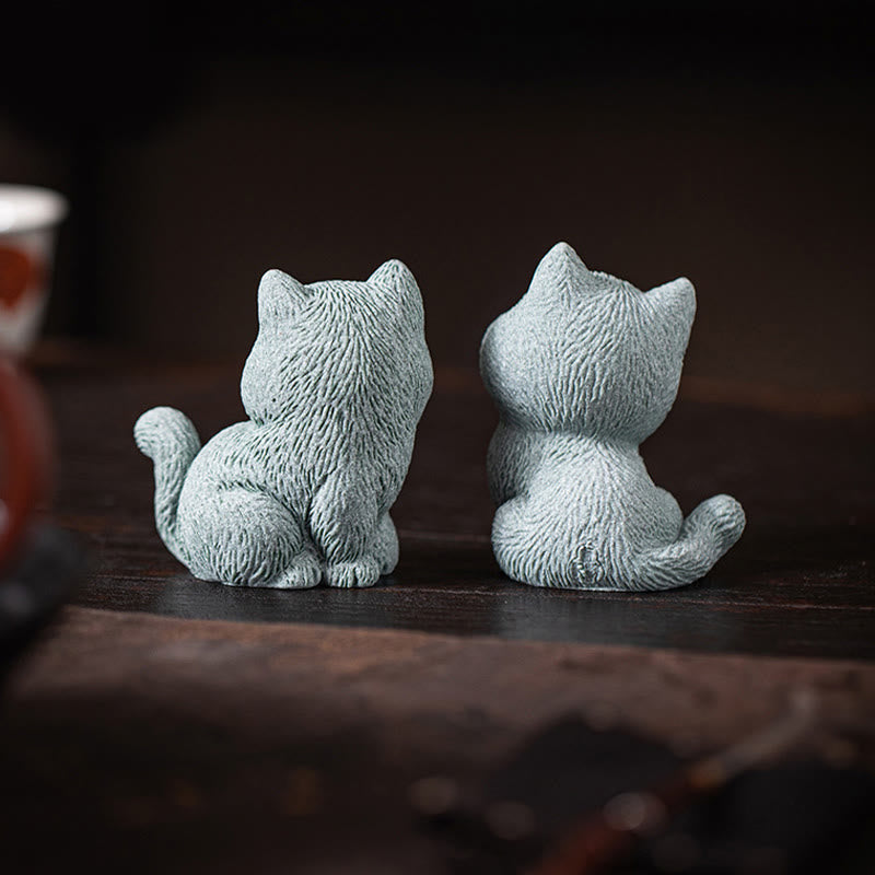 Buddha Stones Mały Kot Dom Herbata Figurka Zwierzę Dekoracja Biurka - image 12