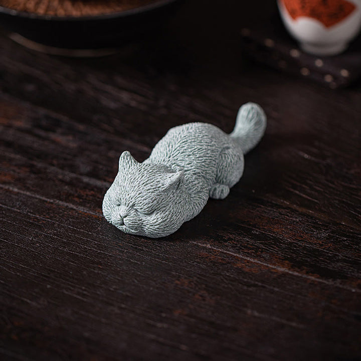 Buddha Stones Mały Kot Dom Herbata Figurka Zwierzę Dekoracja Biurka - image 10