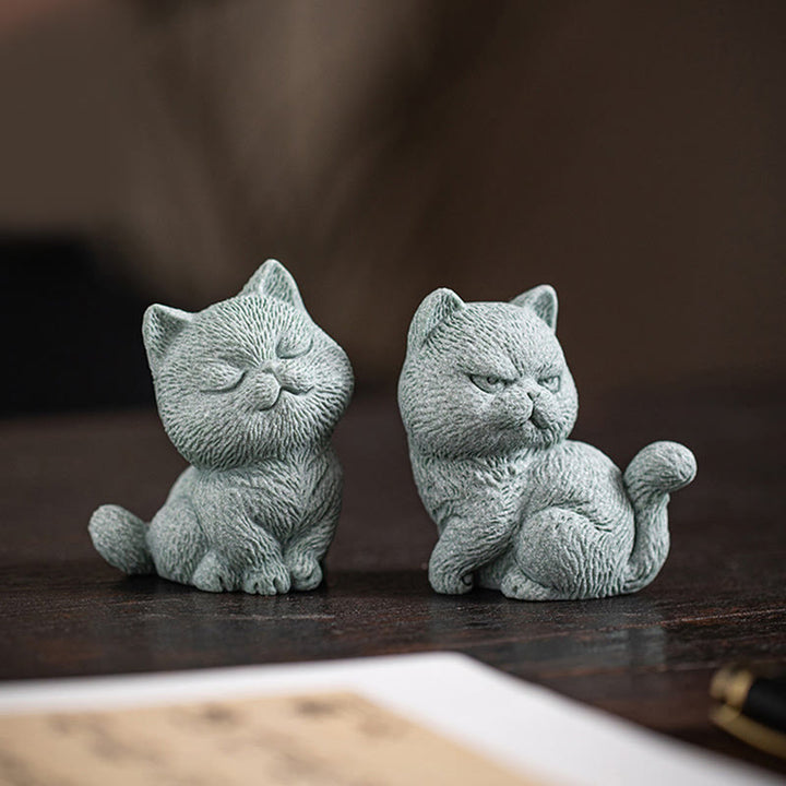 Buddha Stones Mały Kot Dom Herbata Figurka Zwierzę Dekoracja Biurka - image 13