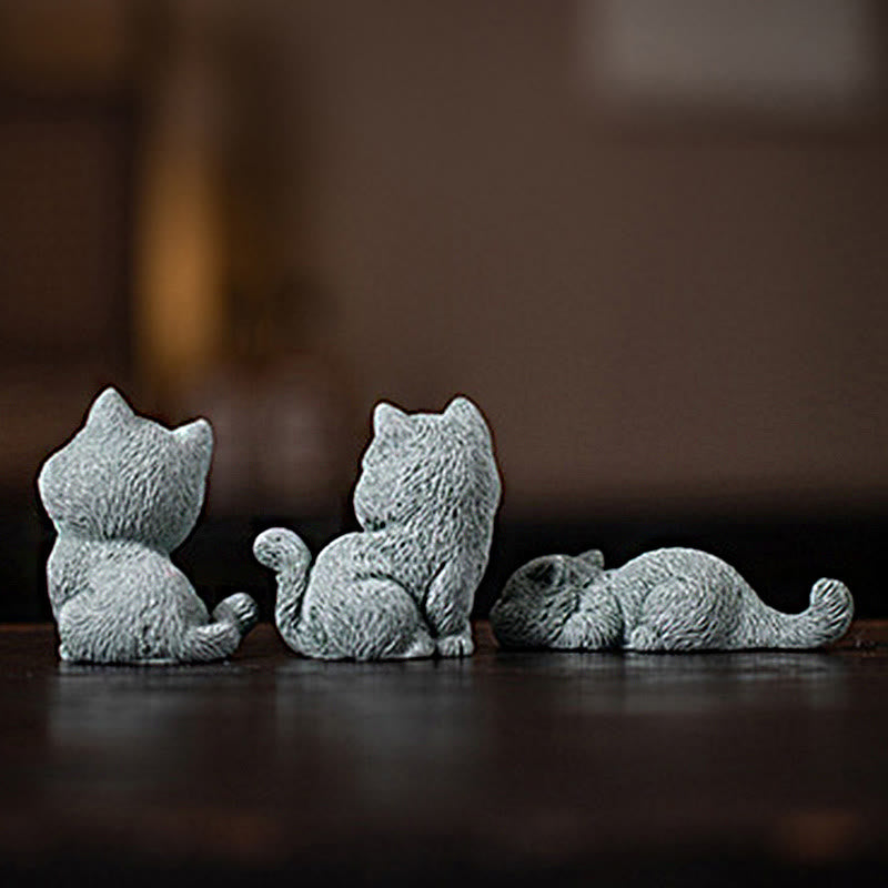 Buddha Stones Mały Kot Dom Herbata Figurka Zwierzę Dekoracja Biurka - image 3