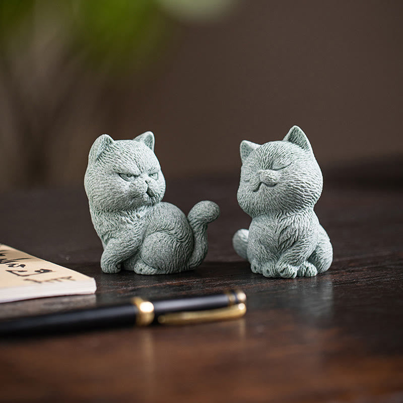 Buddha Stones Mały Kot Dom Herbata Figurka Zwierzę Dekoracja Biurka - image 13