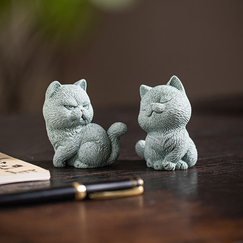 Buddha Stones Mały Kot Dom Herbata Figurka Zwierzę Dekoracja Biurka - image 17