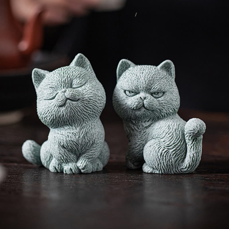 Buddha Stones Mały Kot Dom Herbata Figurka Zwierzę Dekoracja Biurka - image 19