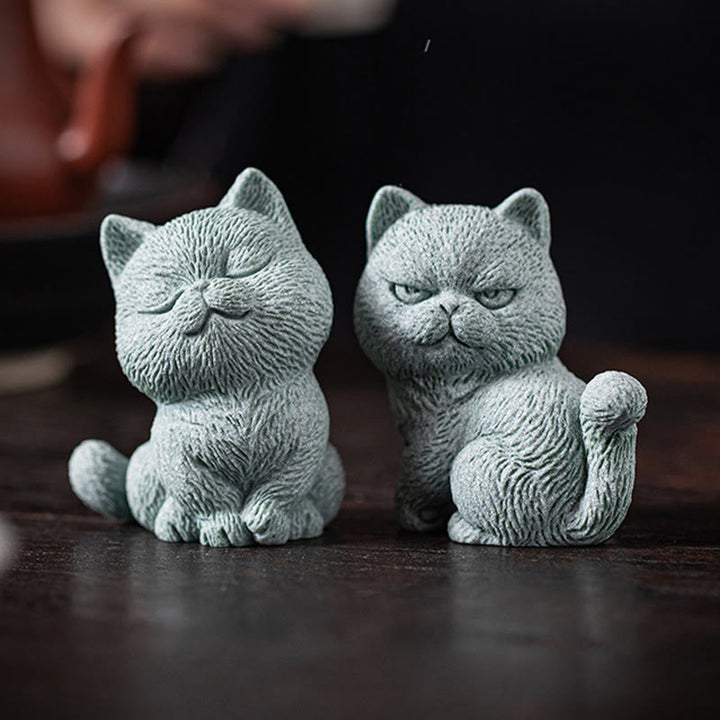 Buddha Stones Mały Kot Dom Herbata Figurka Zwierzę Dekoracja Biurka - image 19