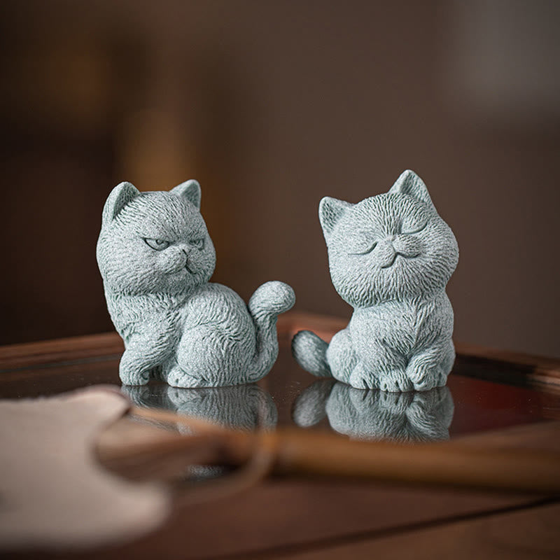 Buddha Stones Mały Kot Dom Herbata Figurka Zwierzę Dekoracja Biurka - image 20